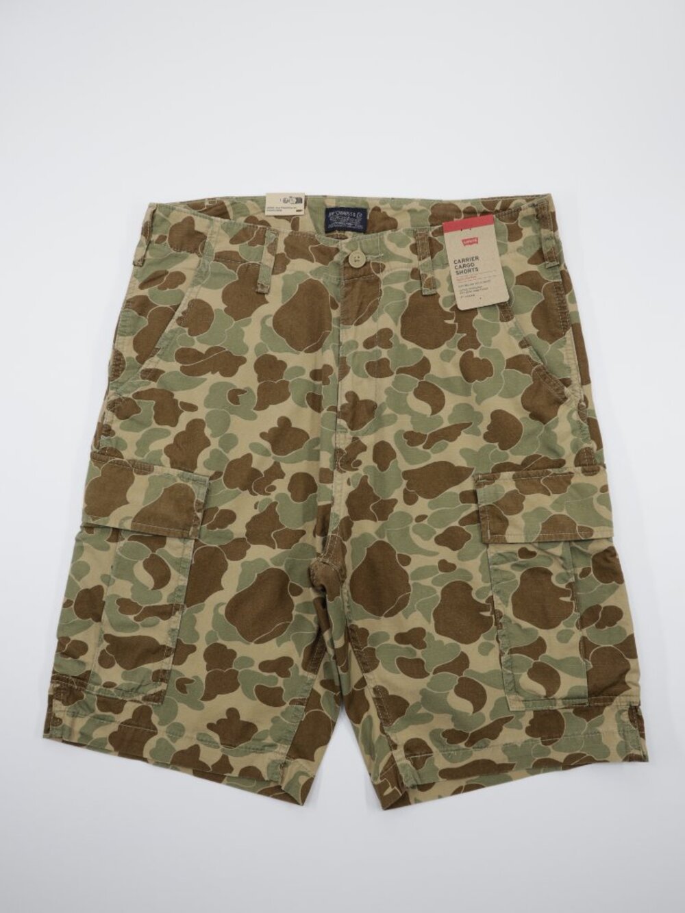 Levi's Men's Carrier Cargo Cotton Camo Comfortable Shorts Green/Brown Size 34